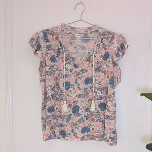 Lucky Brand Floral Blouse with Tassel‎ Tie